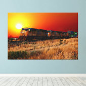 Toile Train Locomotive Diesel Sunset 60"x40" Large (Insitu (Plancher de Bois))