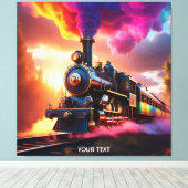 Toile Train Rainbow Steampunk Imaginaire mignon Vivid (Insitu (Plancher de Bois))