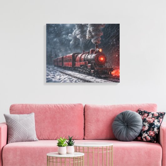 Toile Train vintage dans une tempête de neige (Insitu(Salon))