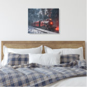 Toile Train vintage dans une tempête de neige (Insitu(Chambre))