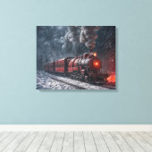 Toile Train vintage dans une tempête de neige (Insitu (Plancher de Bois))