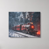 Toile Train vintage dans une tempête de neige (Recto)