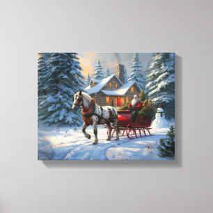 Toile Traîneau à un cheval de Noël de Santa