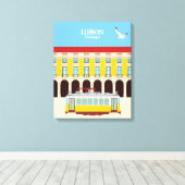 Toile Tramway jaune de Lisbonne style vintage (Insitu (Plancher de Bois))
