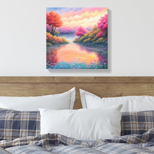 Toile Tranquil Lakeside Echap : Paysage Floral (Insitu(Chambre))