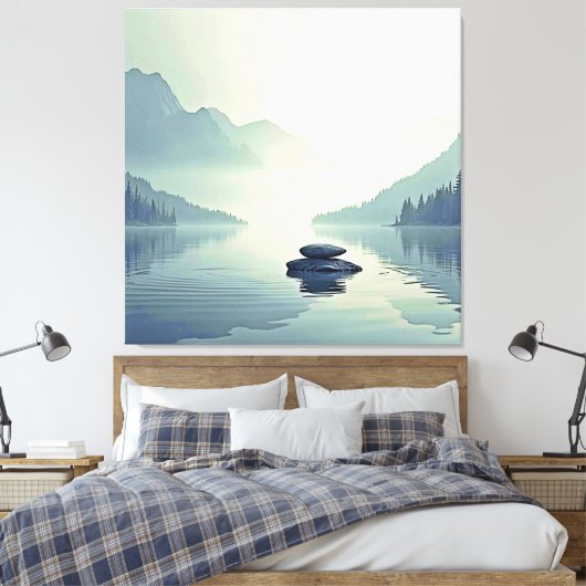 Toile Tranquil Mountain Lake Serenity (Insitu(Chambre))