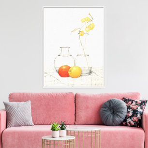 Toile Tranquille vie morte avec fleurs et fruits