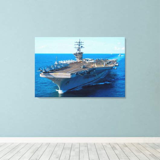 Toile TRANSPORTEUR D'AÉRONEF AMÉRICAIN - CVN-69 24x36 (Insitu (Plancher de Bois))