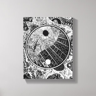 Toile Travail de ligne circulaire Phrame Yin Yang