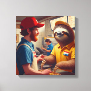 Toile Travailleur de fast-food paresseux