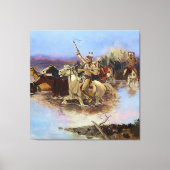 Toile "Traverser la rivière" par Charles M Russell (Recto)