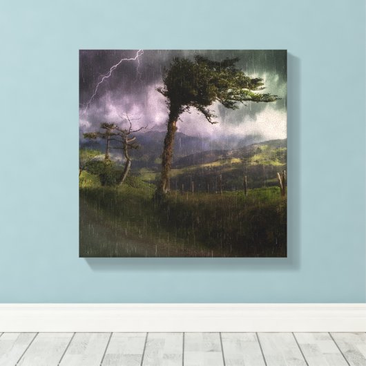 Toile Tree Blowing in the Wind During a Thunder Storm (Insitu (Plancher de Bois))