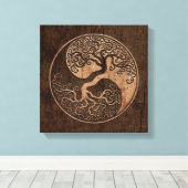 Toile Tree of Life Yin Yang with Wood Grain Effet (Insitu (Plancher de Bois))