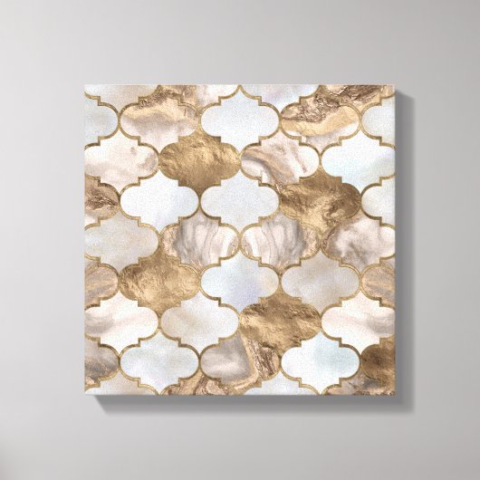 Toile Trellis marocain Marbre blanc et or (Recto)