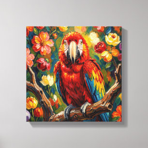 Toile Très beau perroquet Ara Impasto