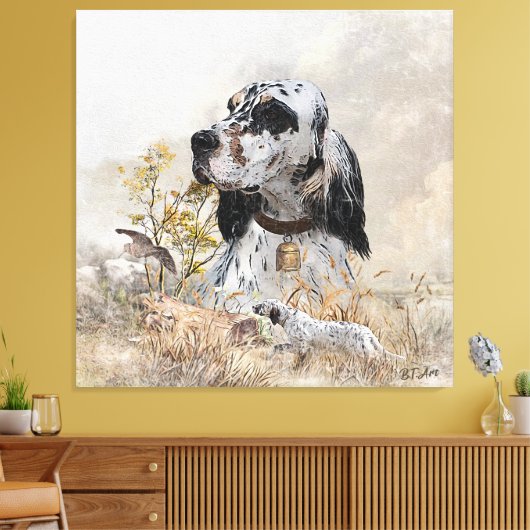 Toile Tri Couleur Anglais Setter Art, chasse en bois (Insitu(Salon))