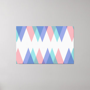 Toile Triangles bleu et corail
