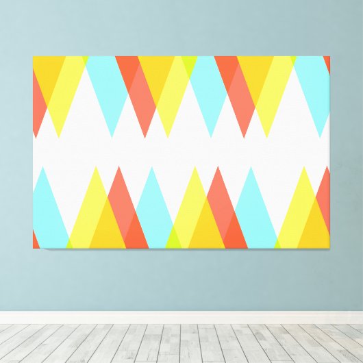 Toile Triangles jaunes, rouges et bleus cadets (Insitu (Plancher de Bois))