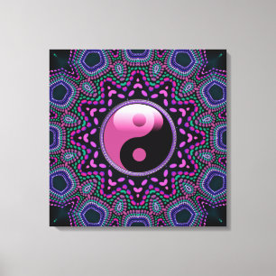 Toile Tribale Soleil Rose Yin Yang Enveloppée
