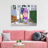 Toile Trick ou traitement dans les banlieues à Halloween (Insitu(Salon))