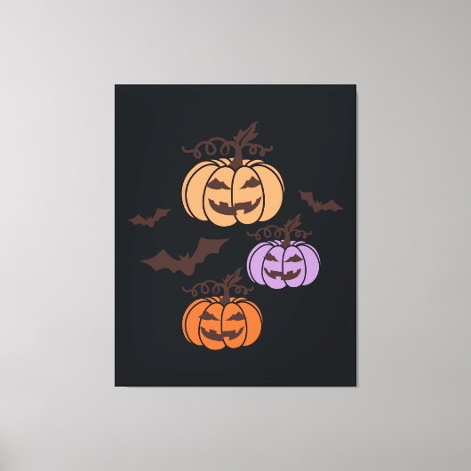 Toile Trio Citrouille éffrayant Halloween Jack-o’Lantern (Recto)