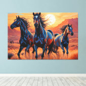 Toile Trio des Chevaux Sauvages dans le désert II (Insitu (Plancher de Bois))