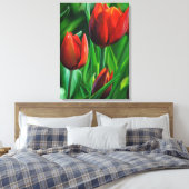 Toile Trio des Tulipes rouges fleur nature peinture numé (Insitu(Chambre))