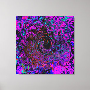 Toile Trippy Black et Magenta Retro Liquid Swirl