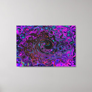 Toile Trippy Black et Magenta Retro Liquid Swirl