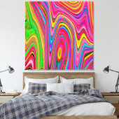 Toile Trippy Jaune, Rouge et Bleu Art Super Abstrait (Insitu(Chambre))