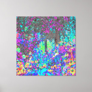 Toile Trippy Lime Green and Purple Garden Sunrise