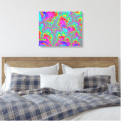 Toile Trippy Retro Vibrant Neon Arc-en-ciel Fractal Art (Insitu(Chambre))