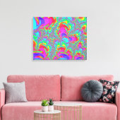 Toile Trippy Retro Vibrant Neon Arc-en-ciel Fractal Art (Insitu(Salon))