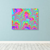 Toile Trippy Retro Vibrant Neon Arc-en-ciel Fractal Art (Insitu (Plancher de Bois))