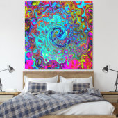 Toile Trippy Sky Blue Abstrait Retro Liquid Swirl (Insitu(Chambre))