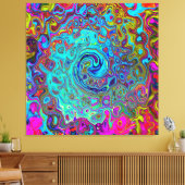 Toile Trippy Sky Blue Abstrait Retro Liquid Swirl (Insitu(Salon))