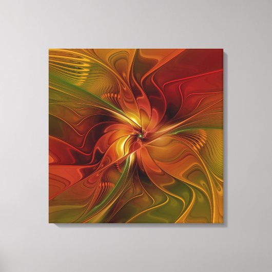 Toile Triptyque Abstrait rouge orange Brown vert (Recto)