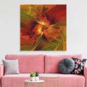 Toile Triptyque Abstrait rouge orange Brown vert (Insitu(Salon))