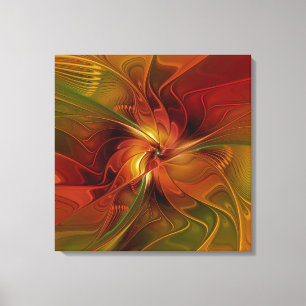 Toile Triptyque Abstrait rouge orange Brown vert