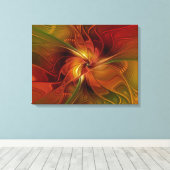 Toile Triptyque Abstrait rouge orange Brown vert (Insitu (Plancher de Bois))