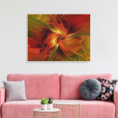 Toile Triptyque Abstrait rouge orange Brown vert (Insitu(Salon))