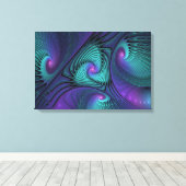 Toile Triptyque d'art abstrait moderne violet et turquoi (Insitu (Plancher de Bois))