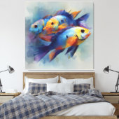 Toile Triptyque de Poissons Tropicaux Colorés pour (Insitu(Chambre))