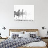 Toile Triptyque des chevaux noirs et blancs défraîchis (Insitu(Chambre))
