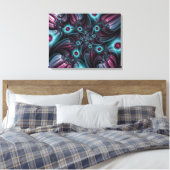 Toile Triptyque fractal Abstrait rose bleu profond (Insitu(Chambre))