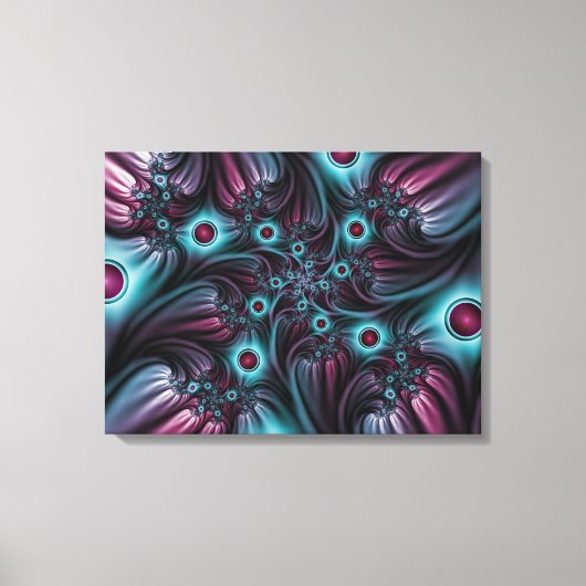 Toile Triptyque fractal Abstrait rose bleu profond (Recto)