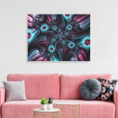 Toile Triptyque fractal Abstrait rose bleu profond (Insitu(Salon))