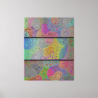 Toile trois blocs de formes abstraites multicolores