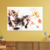 Toile Trois chatons beaux et mignons à l'aquarelle (Insitu(Salon))