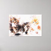 Toile Trois chatons beaux et mignons à l'aquarelle (Recto)